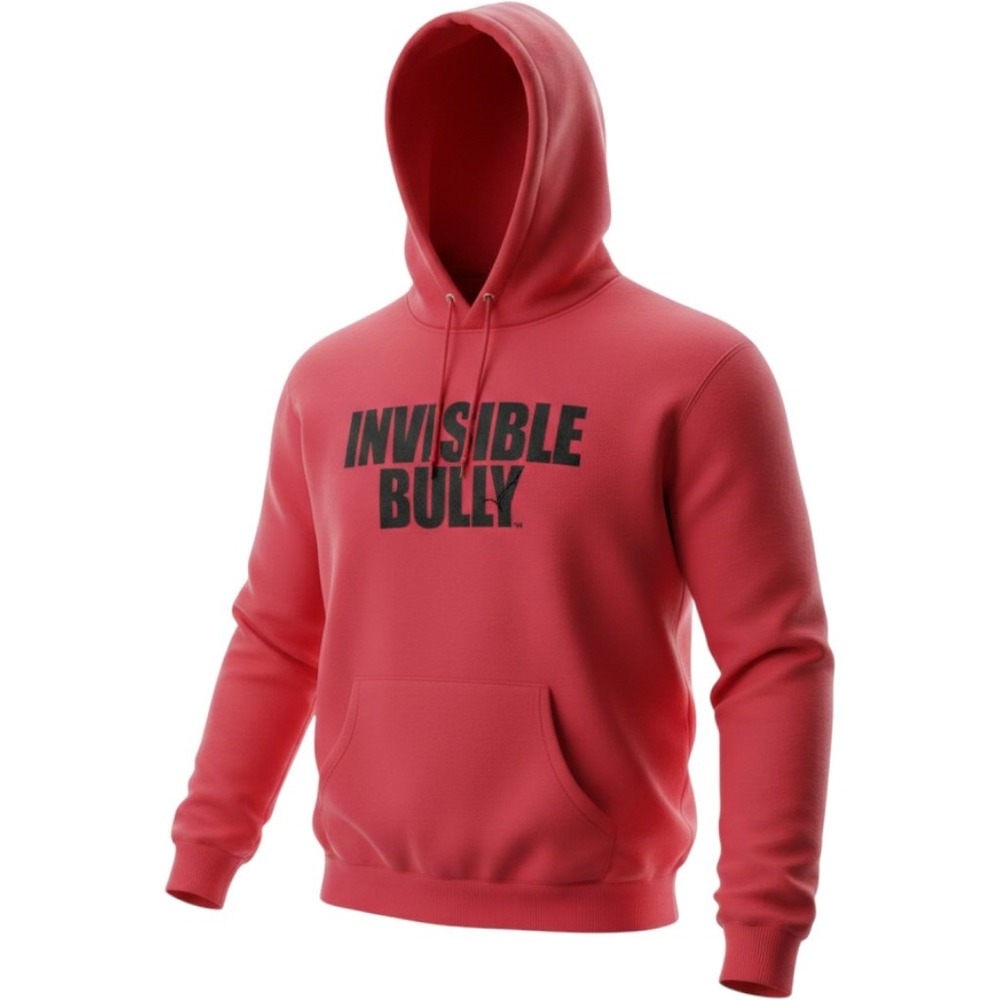 Invisible Bully Mens Red Graphic Logo Hoodie Streetwear Sweatshirt Size M